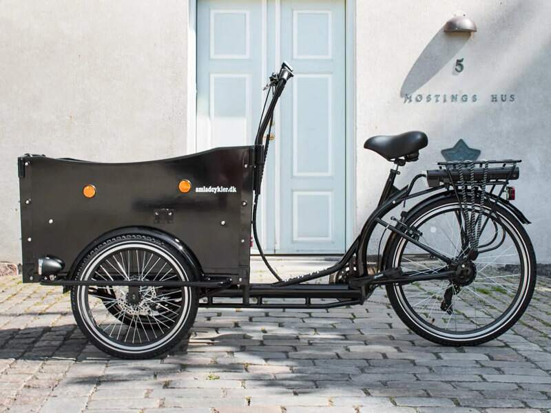 Amcargobikes Deluxe Tadpole Cargo Electric Tricycle - Black - AmpTrek