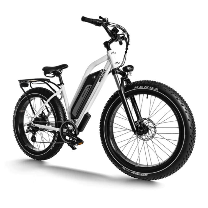 Himiway Cruiser Step Thru - Long Range Fat Tyre Electric Bike - 250W White - AmpTrek