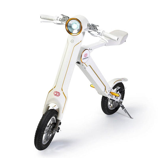 Cruzaa Sit-down E-Scooter with Built-in Speakers & Bluetooth - Foldable - 250W - Racing White - AmpTrek