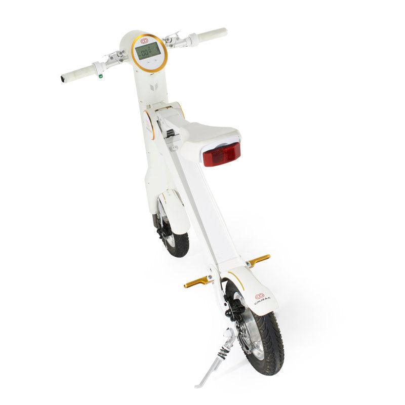 Cruzaa Sit-down E-Scooter with Built-in Speakers & Bluetooth - Foldable - 250W - Racing White - AmpTrek