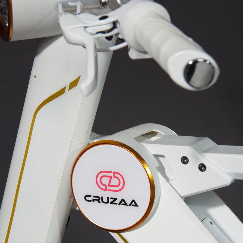 Cruzaa Sit-down E-Scooter with Built-in Speakers & Bluetooth - Foldable - 250W - Racing White - AmpTrek